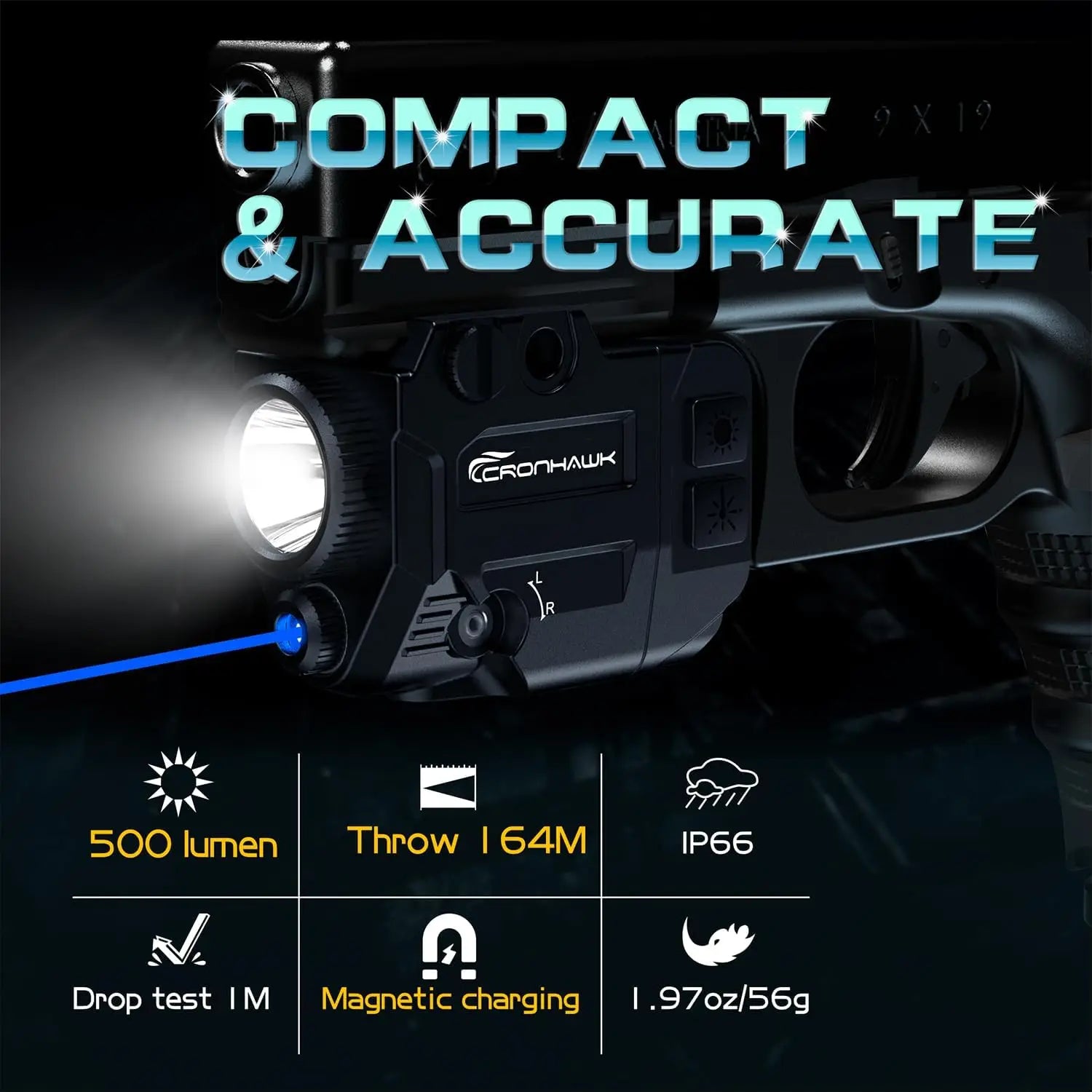 Blue Laser Sight Compatible with Picatinny Rail fit Pistol