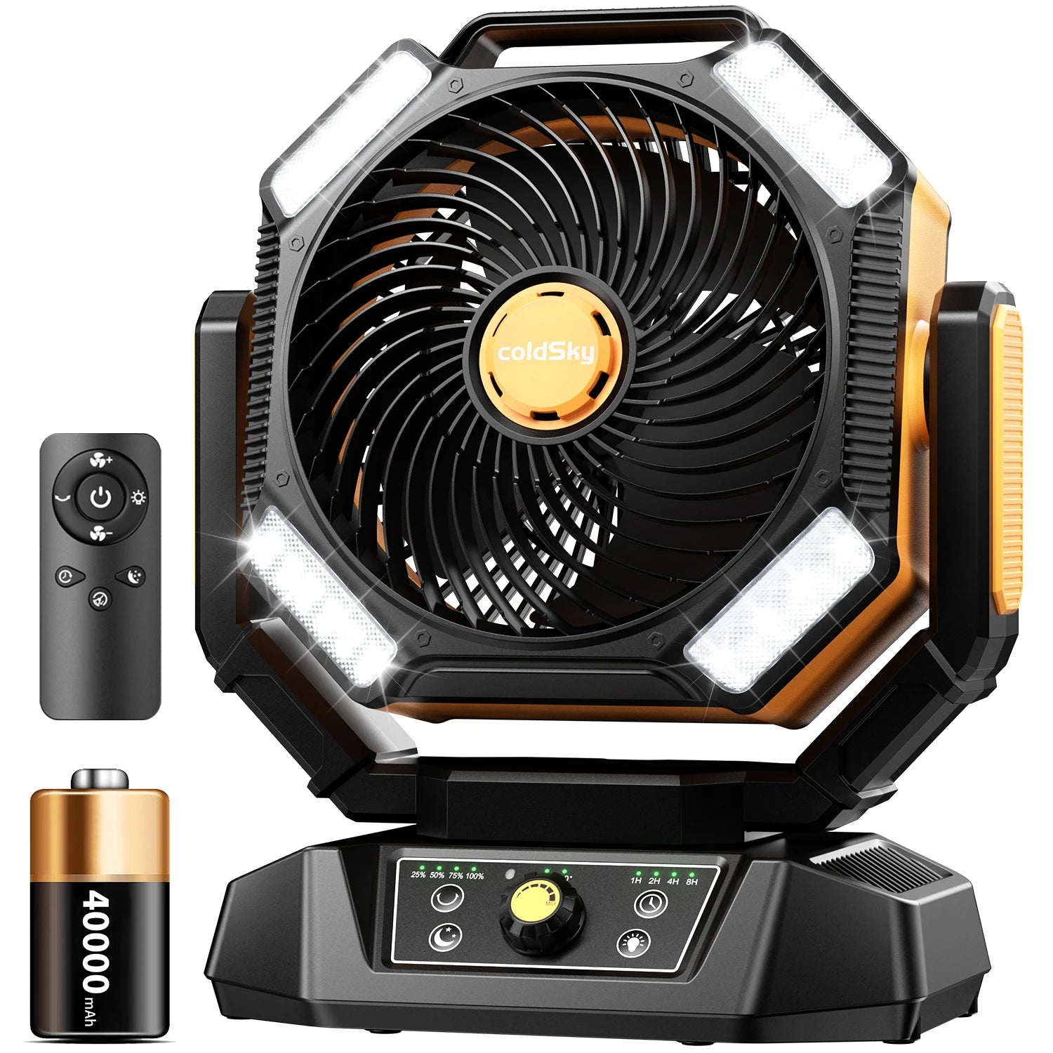 20000mAh Battery Camping Fan with 4 LED Lantern 8 Speeds