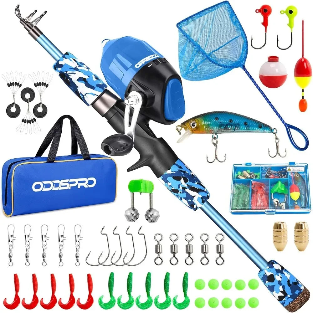 Portable  Kids Rod, Reel & Tackle Box for  Youth