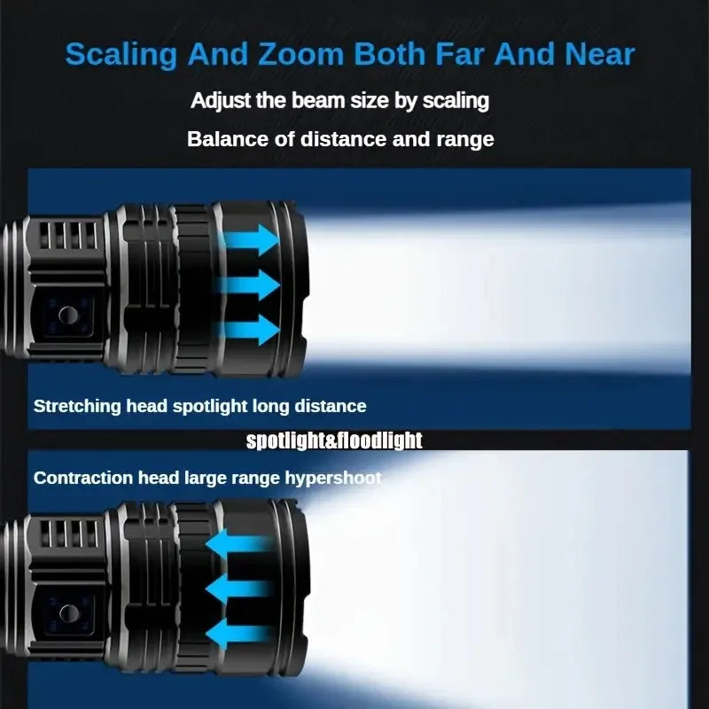 10000W Built-in Battery Flash Light. Most Powerful Led Flashlight