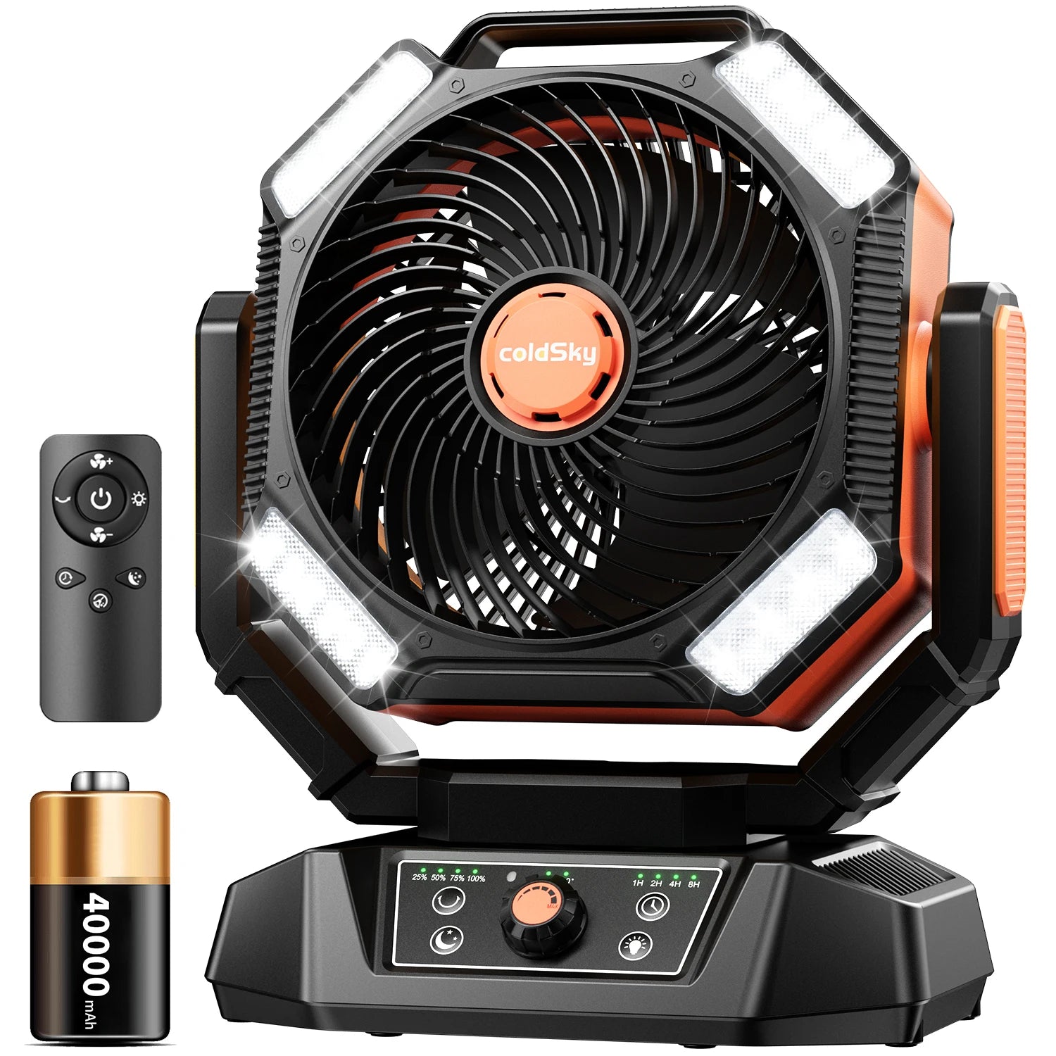 20000mAh Battery Camping Fan with 4 LED Lantern 8 Speeds