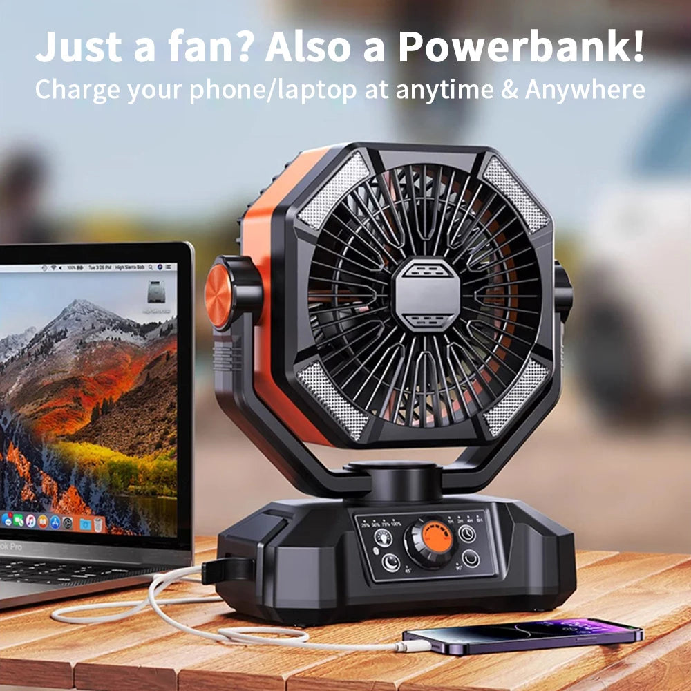 20000mAh Battery Camping Fan with 4 LED Lantern 8 Speeds