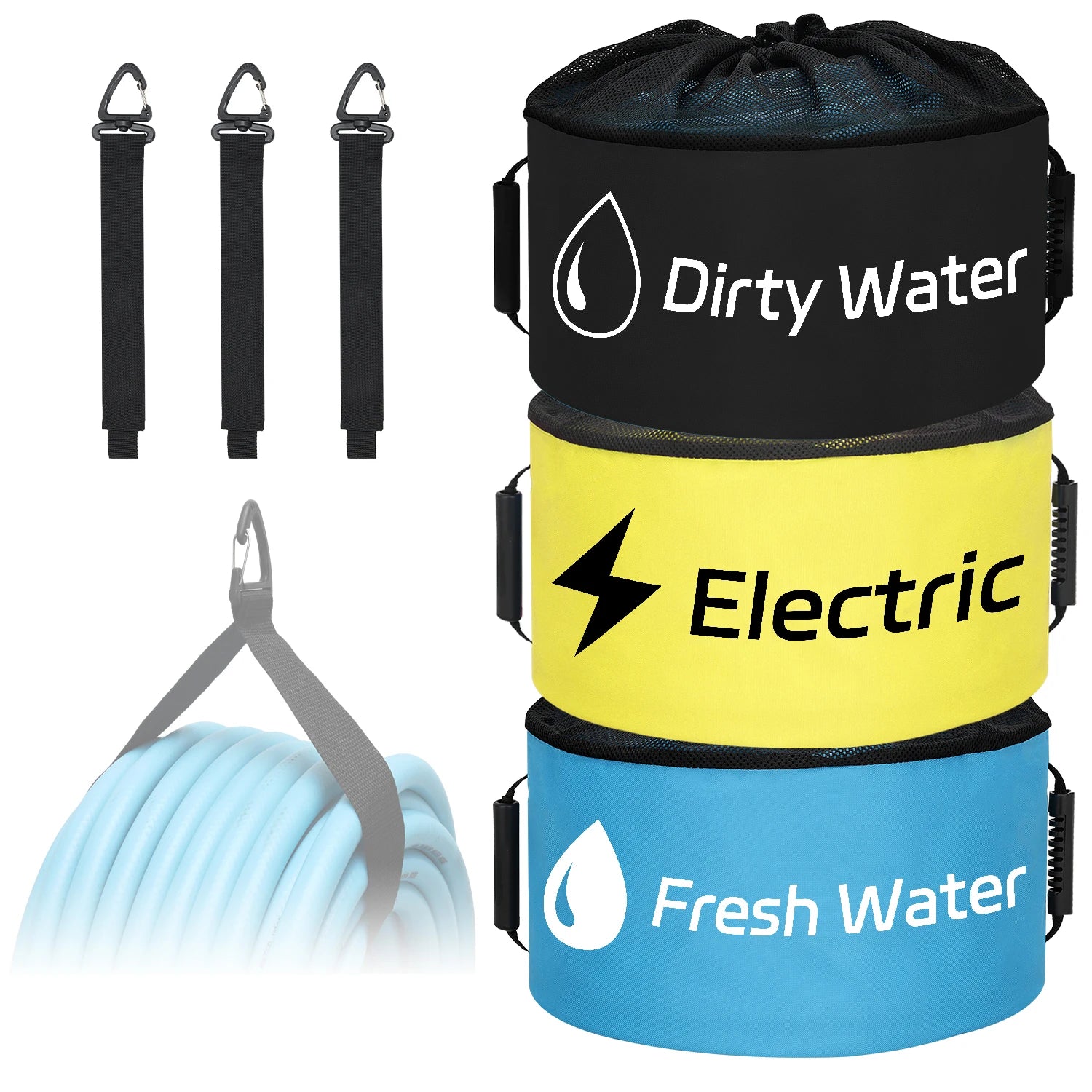 3 Pack RV Hose Storage Bags for Sewer, Fresh Water Hoses Electrical Cords
