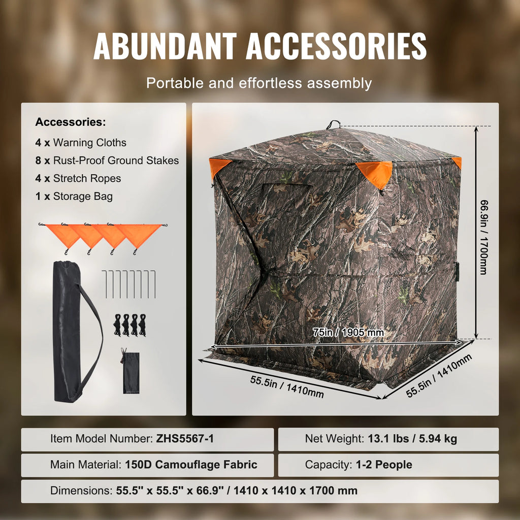 Hunting Blind  270° See Through Ground Blind 1-2 Person for  Turkey and Deer Hunting