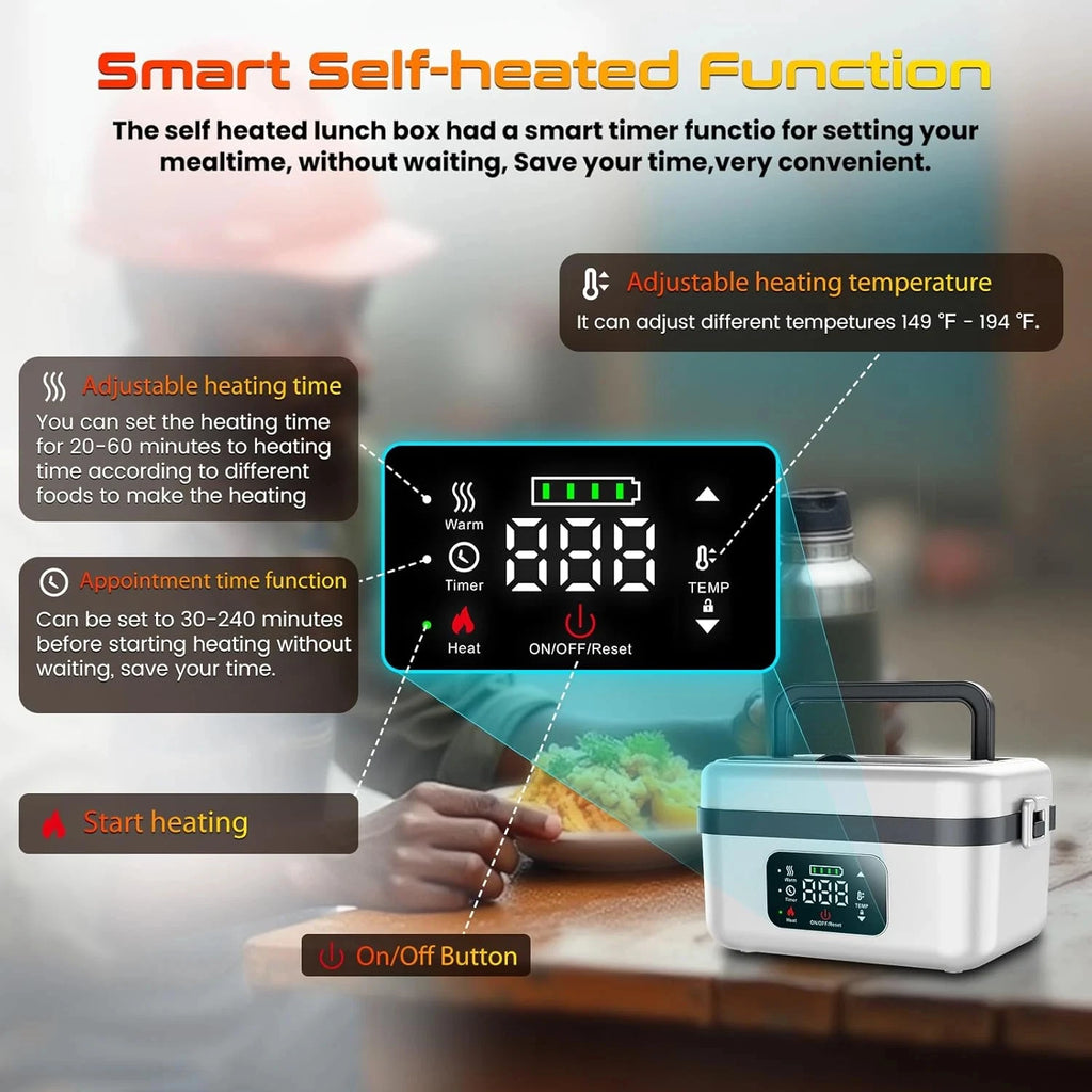Wireless Electric Insulated Lunch Box, Stainless Steel Lunch  Food Warmer