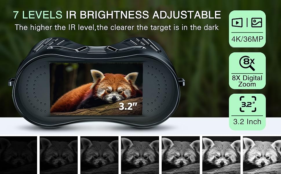 Night Vision Binoculars  8X Digital Zoom  Video Recording  for Hunting/Camping